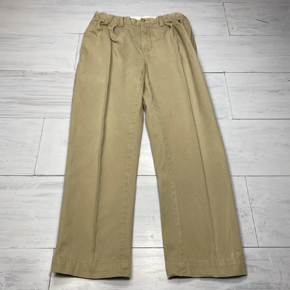 Polo Ralph Lauren Ethan Pant Mens 32/30 Tan Khaki Pleated Chino Cotton Trousers